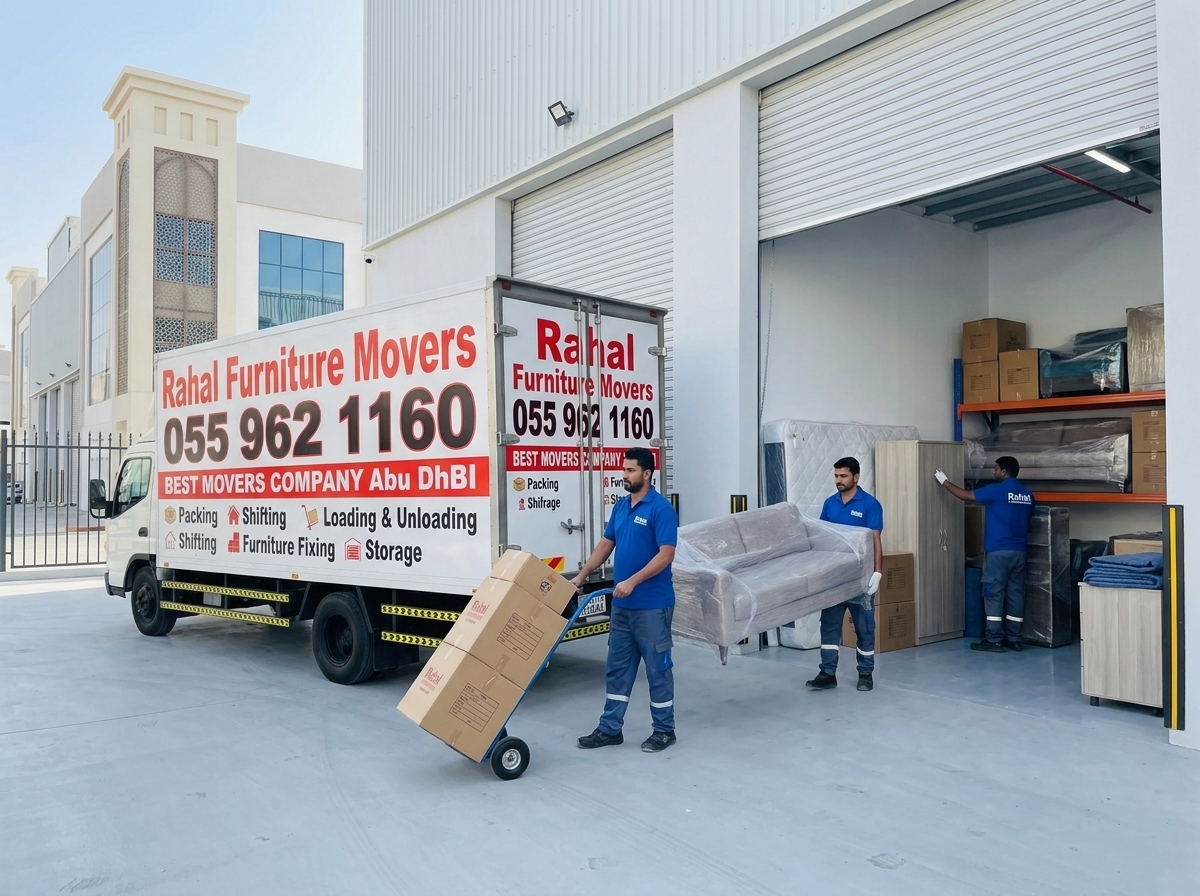 Clean secure furniture storage warehouse in Abu Dhabi with palletised household items